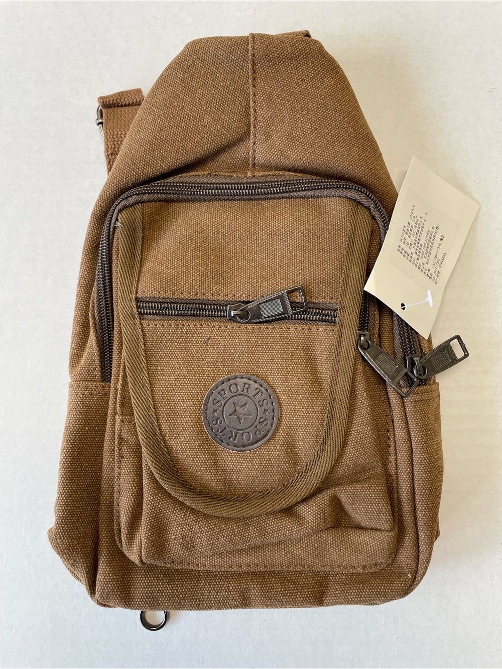 NWT Convertible Crossbody Bag Backpack Purse Zipper Pockets Canvas Style Brown